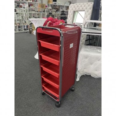 Professional barber and hair stilist trolley NG-ST005, red color 6