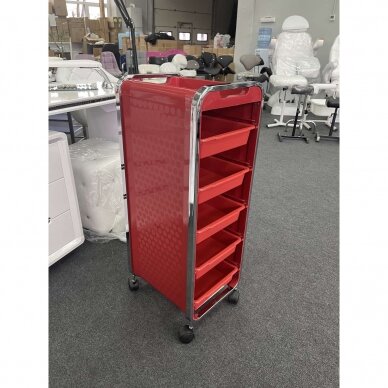 Professional barber and hair stilist trolley NG-ST005, red color 7