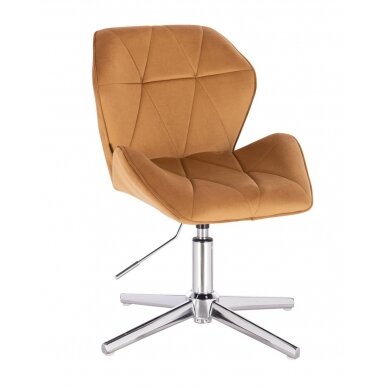 Beauty salons and beauticians stool HR212CROSS, honey-colored velor