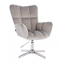 Grožio salono kėdė stabiliu pagrindu arba su ratukais HR650CROSS, pilkas aksomas