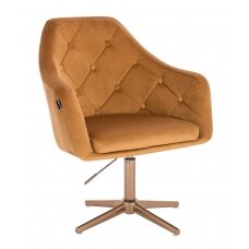 Кресло для салона красоты на устойчивой основе или на колесиках HR831CROSS, коричневый бархат