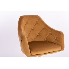 Grožio salono kėdė stabiliu pagrindu arba su ratukais HR831CROSS, rudas aksomas