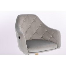 Grožio salono kėdė stabiliu pagrindu arba su ratukais HR831CROSS, pilkas aksomas