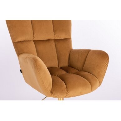 Grožio salono kėdė stabiliu pagrindu arba su ratukais HR650CROSS, rudas aksomas 1
