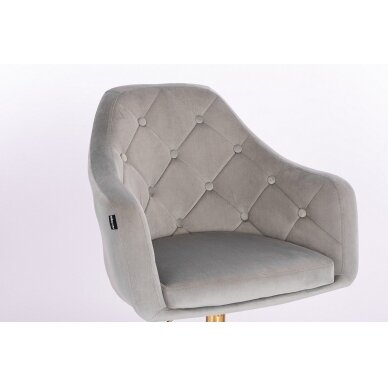 Beauty salon chair with a stable base or with wheels HR831CROSS, gray velvet 1