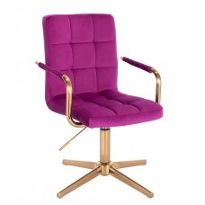 Beauty salon chair with stable base HC1015PCROSS, fuchsia velvet