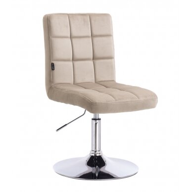 Beauty salon chair with a stable base or with wheels HR7009N, cream velvet