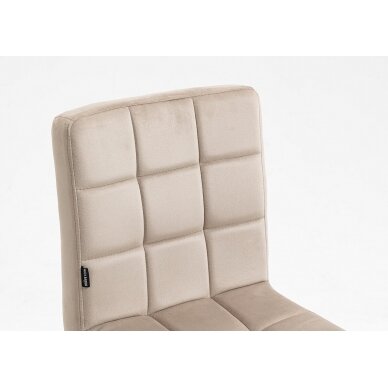 Grožio salono kėdė stabiliu pagrindu arba su ratukais HR7009N, kreminės spalvos aksomas 2