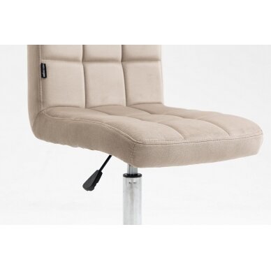 Grožio salono kėdė stabiliu pagrindu arba su ratukais HR7009N, kreminės spalvos aksomas 3