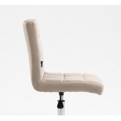 Grožio salono kėdė stabiliu pagrindu arba su ratukais HR7009N, kreminės spalvos aksomas 4