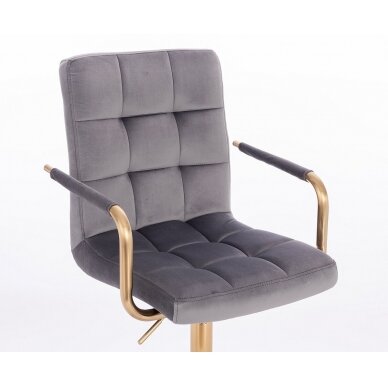 Grožio salono kėdė su ratukais HC1015KP, grafito aksomas 4