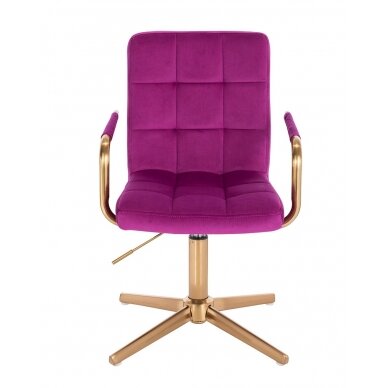 Beauty salon chair with stable base HC1015PCROSS, fuchsia velvet 1