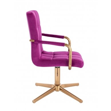 Beauty salon chair with stable base HC1015PCROSS, fuchsia velvet 2