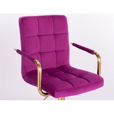 Beauty salon chair with stable base HC1015PCROSS, fuchsia velvet 4