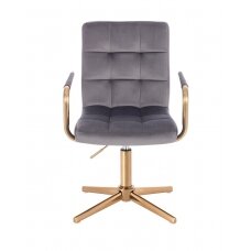 Beauty salon chair with stable base HC1015PCROSS, graphite velvet