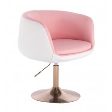 Beauty salon chair with stable golden base HC333N, white pink