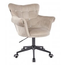Beauty salon chair with wheels HR804CK, cream velvet