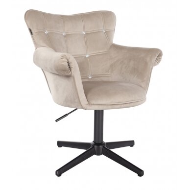 Кресло для салона красоты со стабильным основанием HR804CCROSS, кремовый бархат