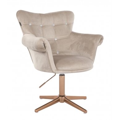 Кресло для салона красоты со стабильным основанием HR804CCROSS, кремовый бархат