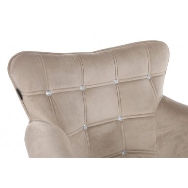 Grožio salono kėdė su ratukais HR804CK, kreminės spalvos aksomas 1