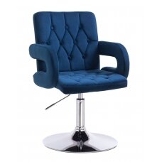 Grožio salono kėdė stabiliu pagrindu HR8404N, mėlynas aksomas