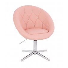 Grožio salono kėdė stabiliu pagrindu HC8516CCROSS, rožinė ekologiška oda