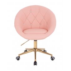 Grožio salono kėdė su ratukais HC8516CK, rožinė ekologiška oda