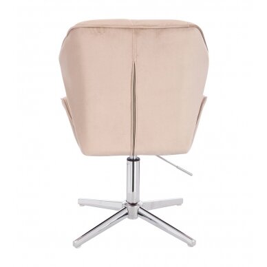 Grožio salono kėdė stabiliu pagrindu HR212CROSS, kreminės spalvos aksomas 3