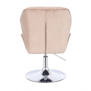Grožio salono kėdė stabiliu pagrindu HR212N, kreminės spalvos aksomas 2
