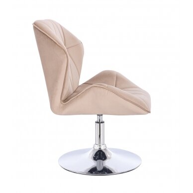 Grožio salono kėdė stabiliu pagrindu HR212N, kreminės spalvos aksomas 3