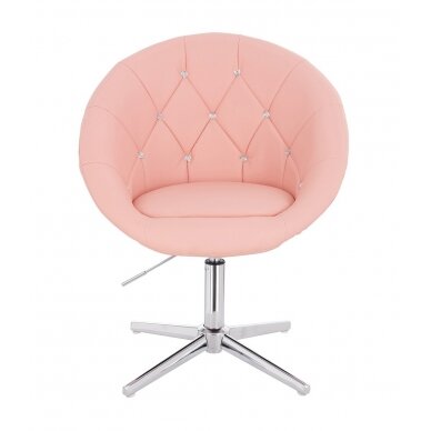 Grožio salono kėdė stabiliu pagrindu HC8516CCROSS, rožinė ekologiška oda 1