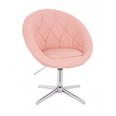 Grožio salono kėdė stabiliu pagrindu HC8516CCROSS, rožinė ekologiška oda