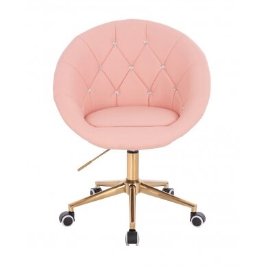 Beauty salon chair with wheels HC8516CK, pink organic leather 1