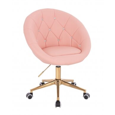 Beauty salon chair with wheels HC8516CK, pink organic leather