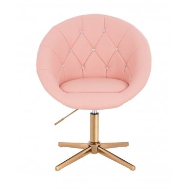 Grožio salono kėdė stabiliu pagrindu HC8516CCROSS, rožinė ekologiška oda 1