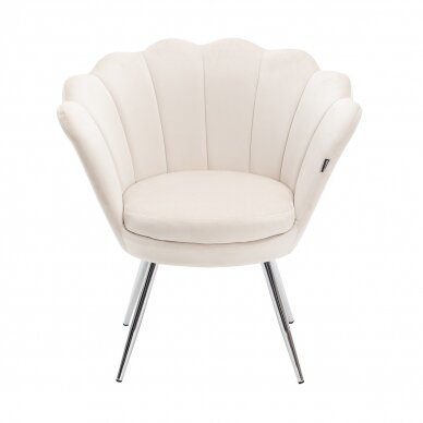 Beauty salon waiting chair FREY2025, cream-colored velor 1