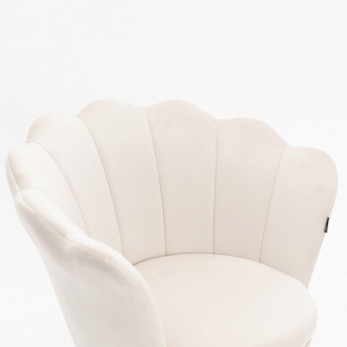 Beauty salon waiting chair FREY2025, cream-colored velor 5