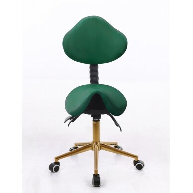 Professional beauty salon chair-saddle with wheels HR2005, green velour 1 Professional beauty salon chair-saddle with wheels HR2005, green velour 1