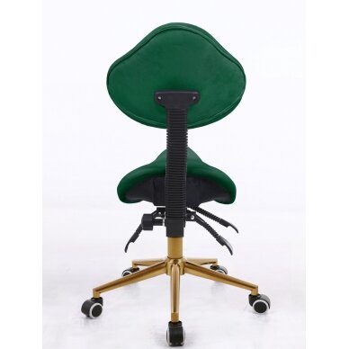 Professional beauty salon chair-saddle with wheels HR2005, green velour 2