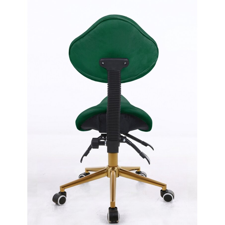Professional beauty salon chair-saddle with wheels HR2005, green velour 2 Professional beauty salon chair-saddle with wheels HR2005, green velour 2