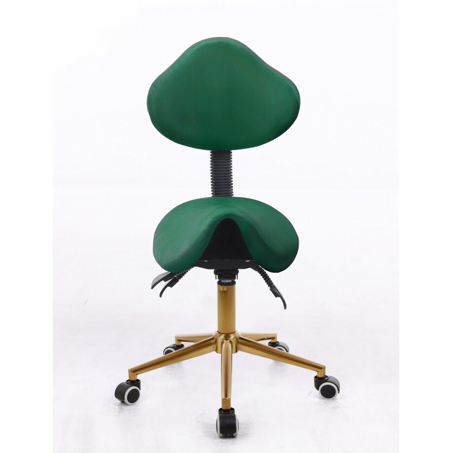 Professional beauty salon chair-saddle with wheels HR2005, green velour 1