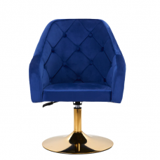 4Rico grožio salono kėdė stabiliu pagrindu QS-BL14G, mėlynas aksomas