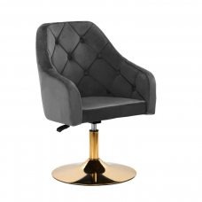 4Rico grožio salono kėdė stabiliu pagrindu QS-BL14G, pilkas aksomas