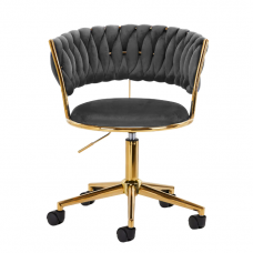 4Rico grožio salono kėdė su ratukais QS-GW01G, pilkas aksomas
