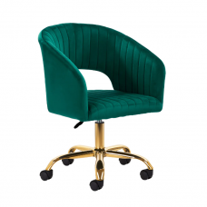 4Rico grožio salono kėdė su ratukais QS-OF212G, žalias aksomas