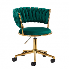 4Rico grožio salono kėdė su ratukais QS-GW01G, žalias aksomas