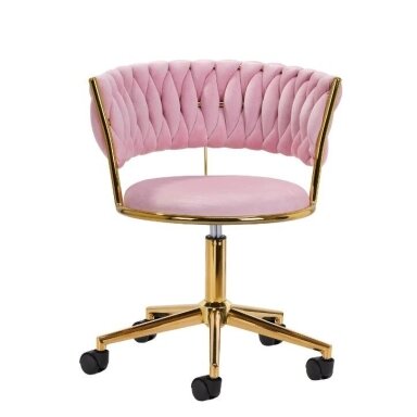 4Rico beauty salon chair with wheels QS-GW01G, pink velvet 4Rico beauty salon chair with wheels QS-GW01G, pink velvet