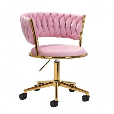 4Rico beauty salon chair with wheels QS-GW01G, pink velvet 4Rico beauty salon chair with wheels QS-GW01G, pink velvet