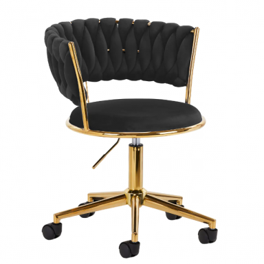 4Rico beauty salon chair with wheels QS-GW01G, black velvet 4Rico beauty salon chair with wheels QS-GW01G, black velvet