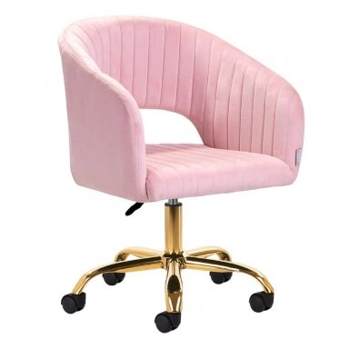 4Rico beauty salon chair with wheels QS-OF212G, pink velvet 4Rico beauty salon chair with wheels QS-OF212G, pink velvet